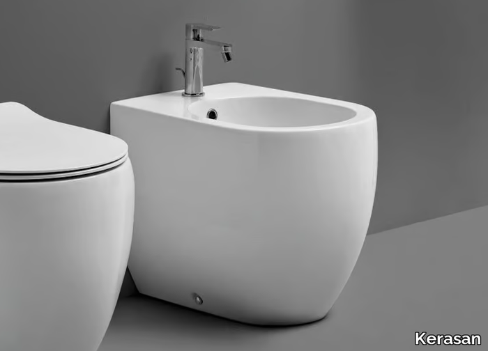 FLO 3120 - Compact Floor mounted back to wall porcelain bidet _ Kerasan