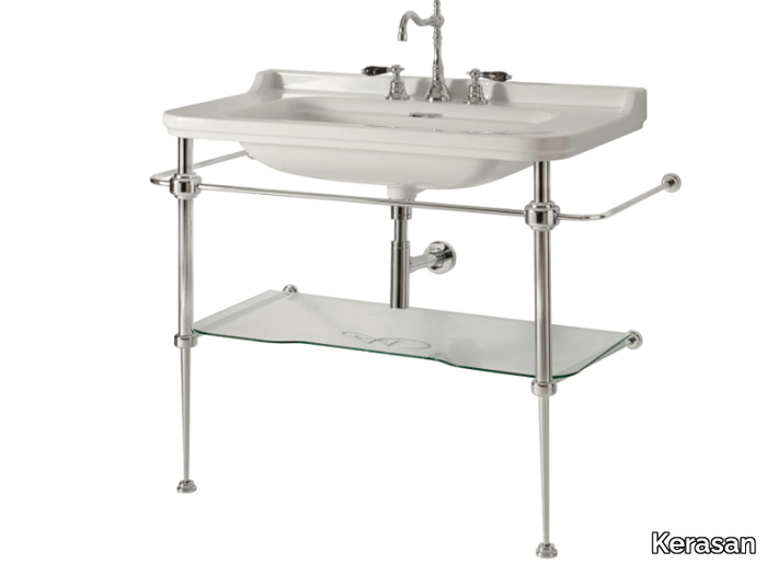 WALDORF 9203/9196/9197 - Console ceramic washbasin with towel rail _ Kerasan