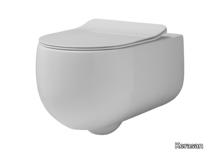 FLO 3111 - Wall-hung rimless toilet _ Kerasan