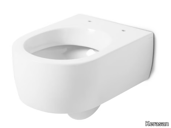 FLO 3115 - Wall-hung compact ceramic toilet _ Kerasan