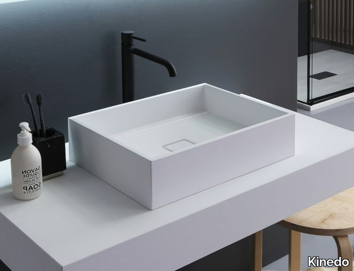 Rectangular washbasin - Countertop rectangular composite material washbasin _ Kinedo