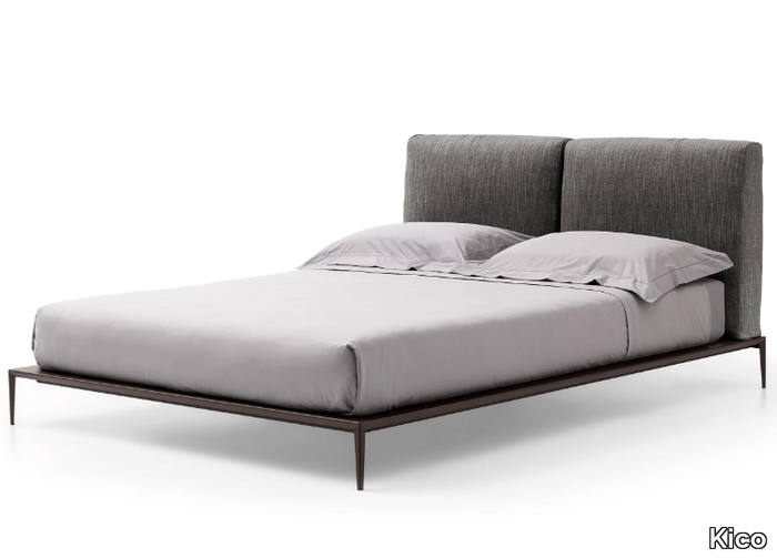 BEND - Titanium bed with upholstered headboard _ Kico