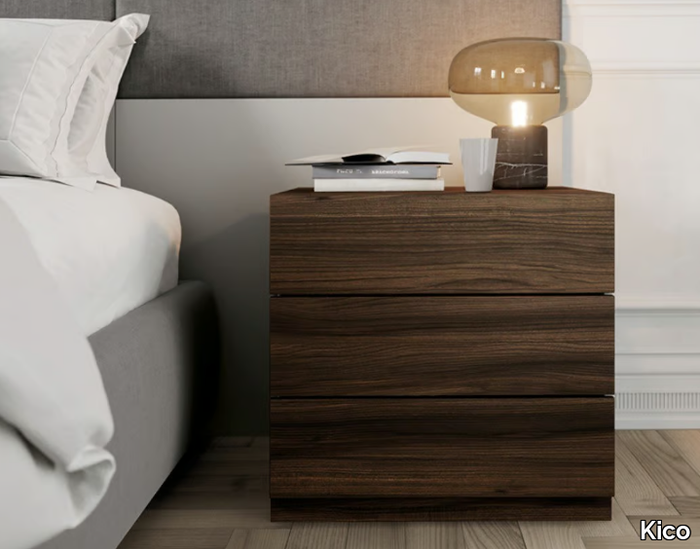 GRIP - Rectangular wooden bedside table with drawers _ Kico