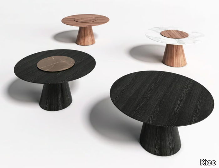 PISA - Round wooden dining table with Lazy Susan _ Kico