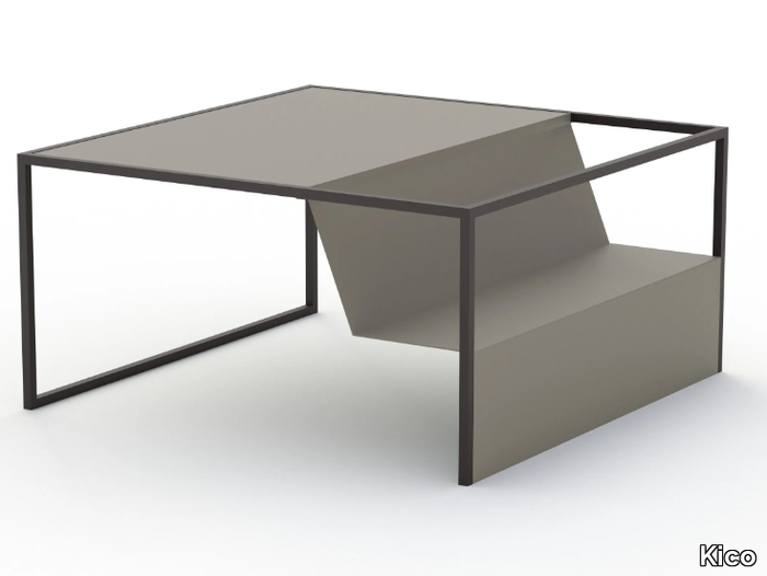 BODO - Square melamine coffee table with integrated magazine rack _ Kico