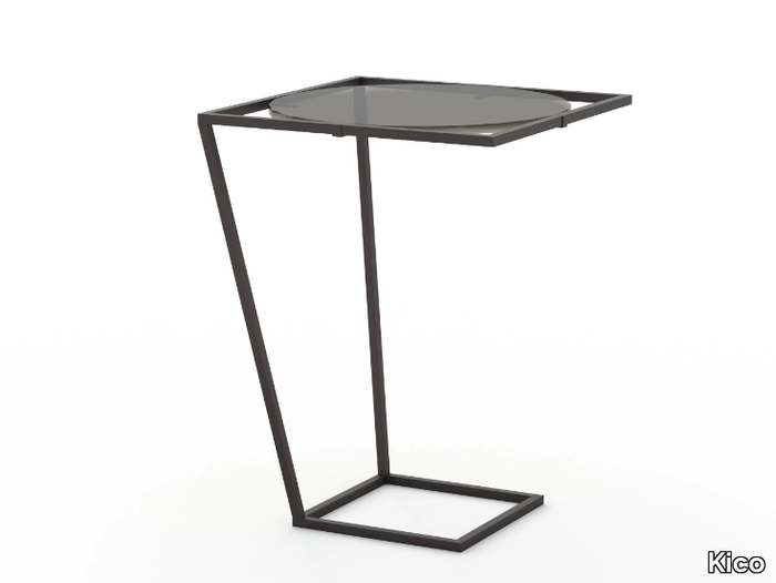 LOO - Square metal high side table with glass top _ Kico