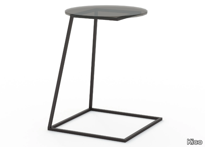 LOO - Round metal high side table with glass top _ Kico