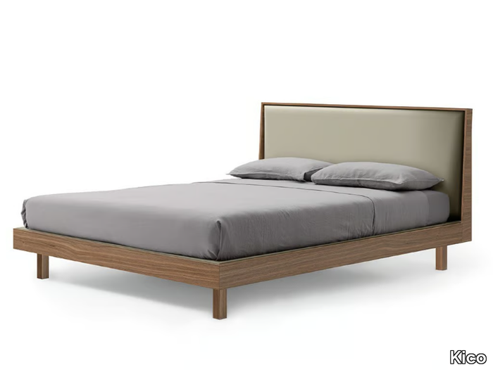 MAYA - Wooden double bed with upholstered headboard _ Kico