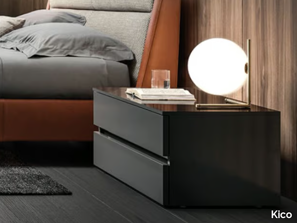 RIO - Rectangular wooden bedside table with drawers _ Kico