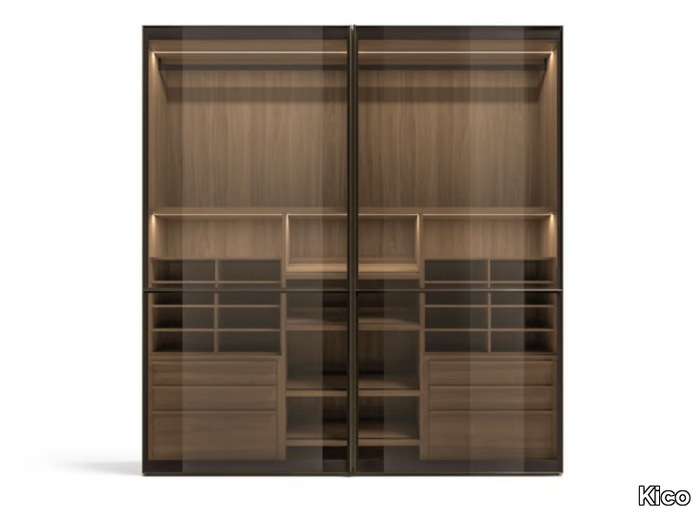 VITRUM - Wood and glass wardrobe with sliding doors _ Kico