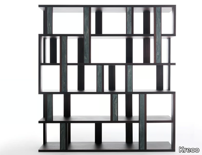 TETRIS - Freestanding solid wood bookcase with marble details _ Kreoo