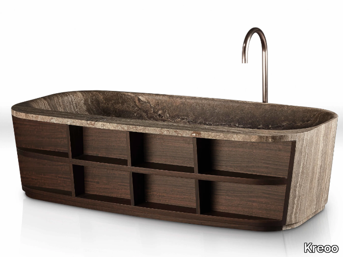 HUG - Freestanding marble and wood bathtub _ Kreoo