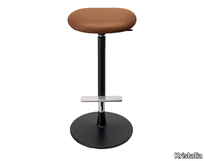 PILAT - Leather stool with footrest height-adjustable _ Kristalia