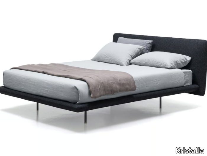 CLAPIS - Fabric double bed with upholstered headboard _ Kristalia