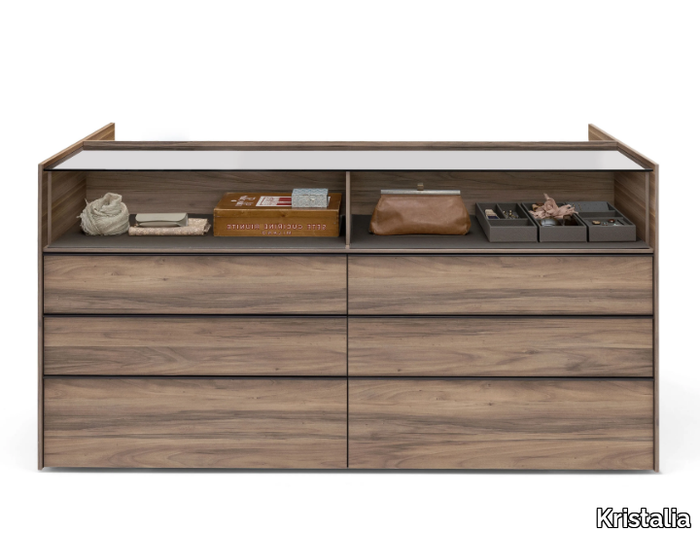 NOVEL ISLAND - Wooden chest of drawers with integrated handles _ Kristalia