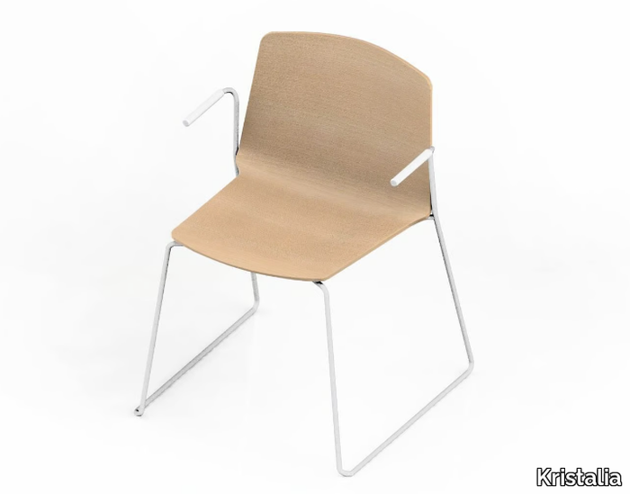 RAMA - Stackable sled base chair with armrests _ Kristalia