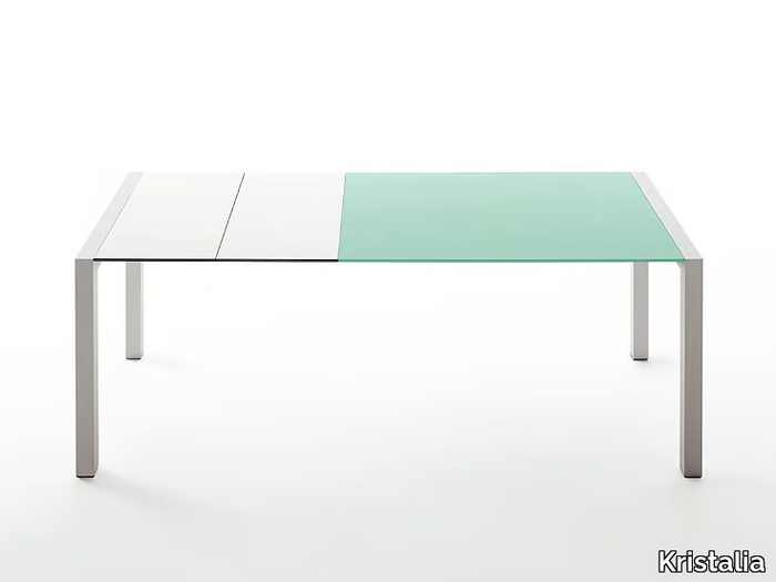 SUSHI INDOOR - Extending glass and aluminium table _ Kristalia