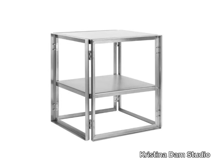 FOLDABLE SIDE TABLE - Square stainless steel coffee table _ Kristina Dam Studio