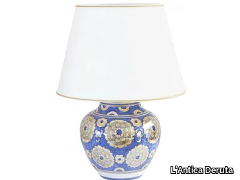 FIORI LUSTRO BLU - Ceramic table lamp _ L'Antica Deruta