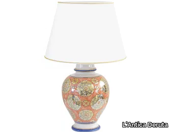 FIORI LUSTRO ROSA - Ceramic table lamp _ L'Antica Deruta