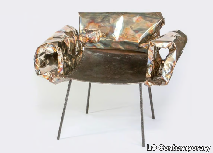 PUFFY - Stainless steel easy chair with armrests _ LO Contemporary