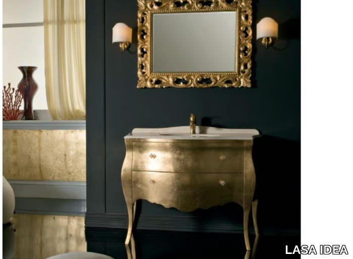 BELLAGIO 4 - Floor-standing gold leaf vanity unit with drawers _ LASA IDEA