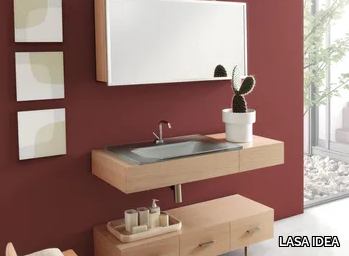 MARIPOSA 16 - Low oak bathroom cabinet with drawers _ LASA IDEA