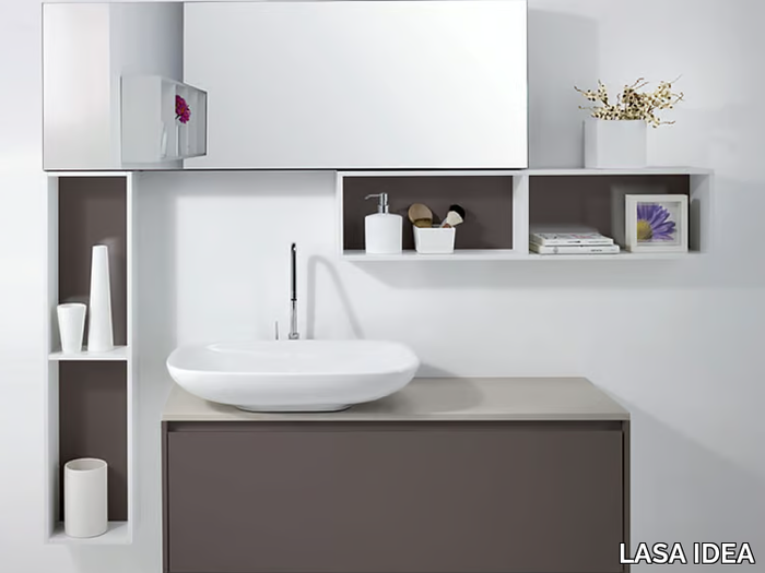 METROPOLIS 24 - Single wall-mounted vanity unit with mirror _ LASA IDEA