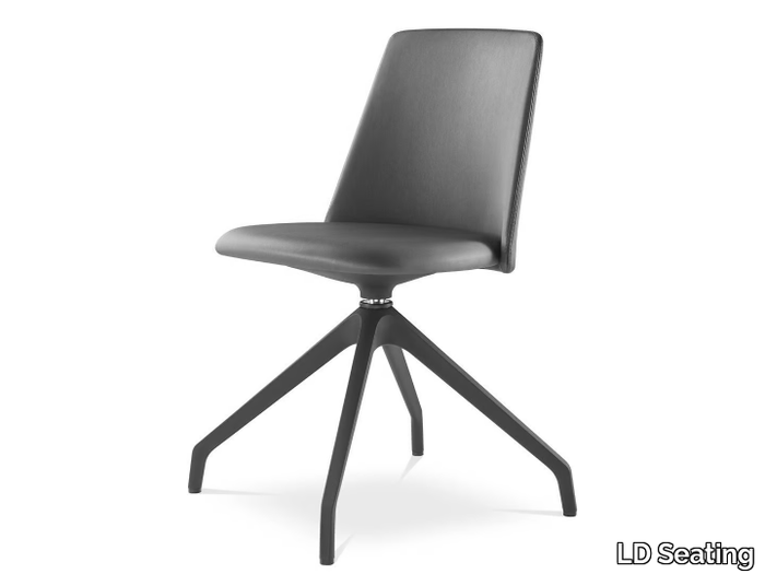 MELODY CHAIR 361 F90-BL - Swivel trestle-based leather chair _ LD Seating