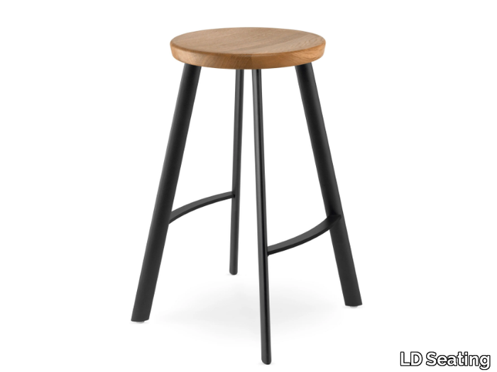 SPOT SP-670W-N1 - Steel and wood stool with footrest _ LD Seating