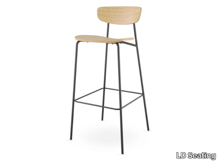 TRIVI TR-128W-N1 - Steel and wood barstool with footrest _ LD Seating