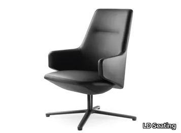 MELODY LOUNGE ML-L-N1 - Swivel leather armchair with armrests with 4-spoke base _ LD Seating