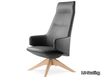 MELODY LOUNGE ML-XL-RA FW - Swivel trestle-based leather armchair high-back _ LD Seating