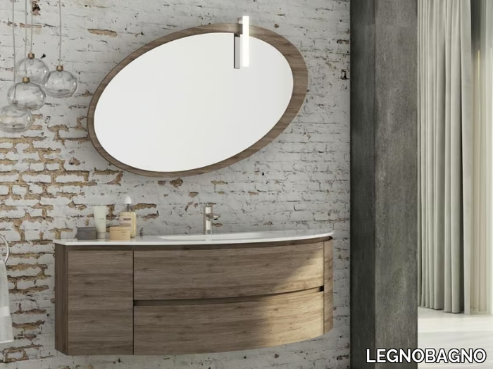 FREEDOM FC03 - Single wall-mounted HPL vanity unit with mirror _ LEGNOBAGNO