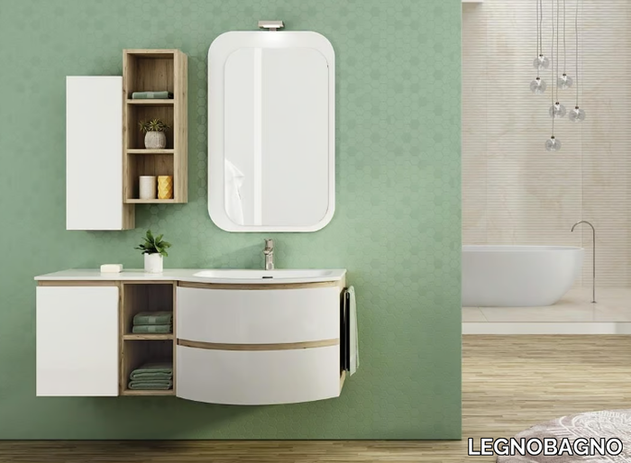 FREEDOM FC05 - Single wall-mounted HPL vanity unit with mirror _ LEGNOBAGNO