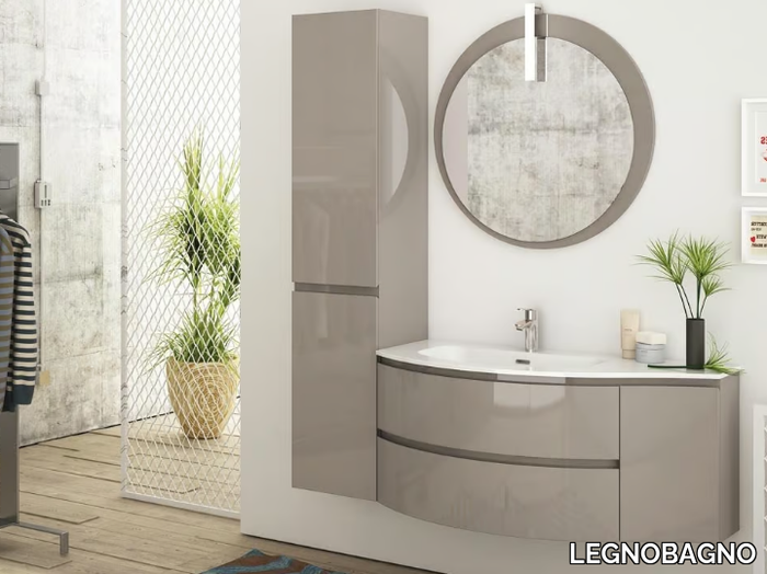 FREEDOM FC06 - Single wall-mounted HPL vanity unit with cabinets _ LEGNOBAGNO