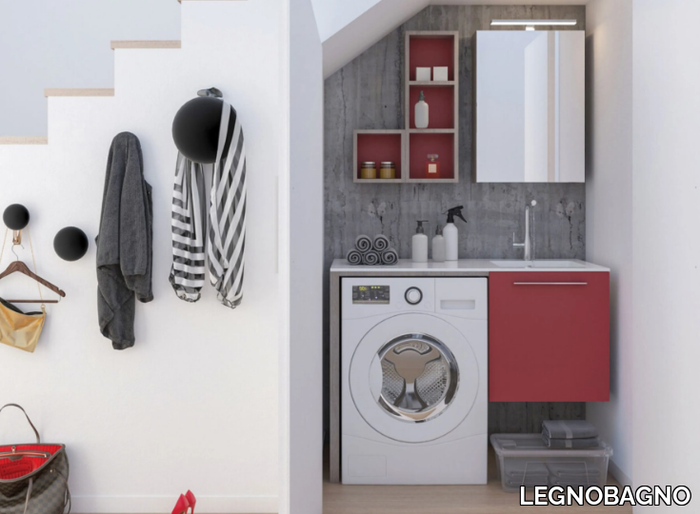 URBAN LAUNDRY 02 - Laundry room cabinet with hinged doors with sink _ LEGNOBAGNO