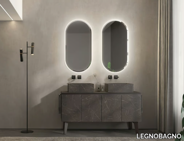 FREEDOM FL02 - Double HPL vanity unit with mirror _ LEGNOBAGNO