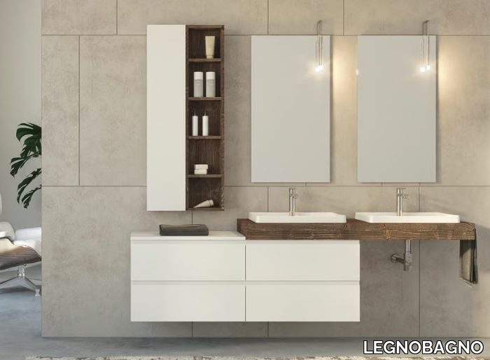 FREEDOM FL24 - Single wall-mounted fir vanity unit with drawers _ LEGNOBAGNO