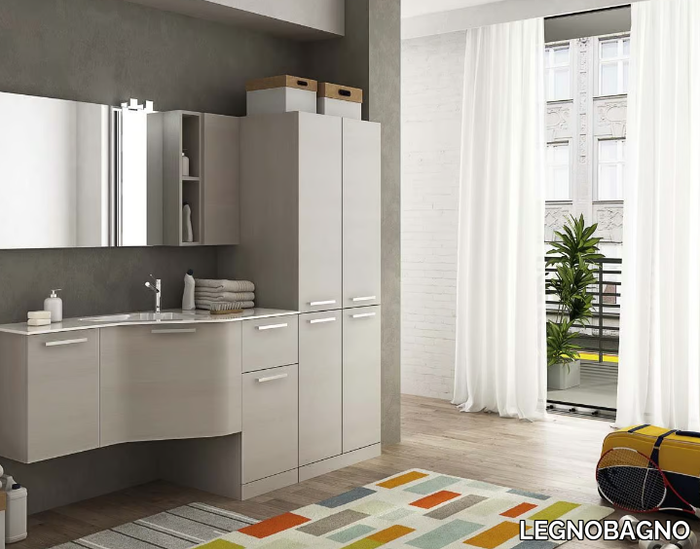 URBAN LAUNDRY 09 - Laundry room cabinet with hinged doors with sink _ LEGNOBAGNO