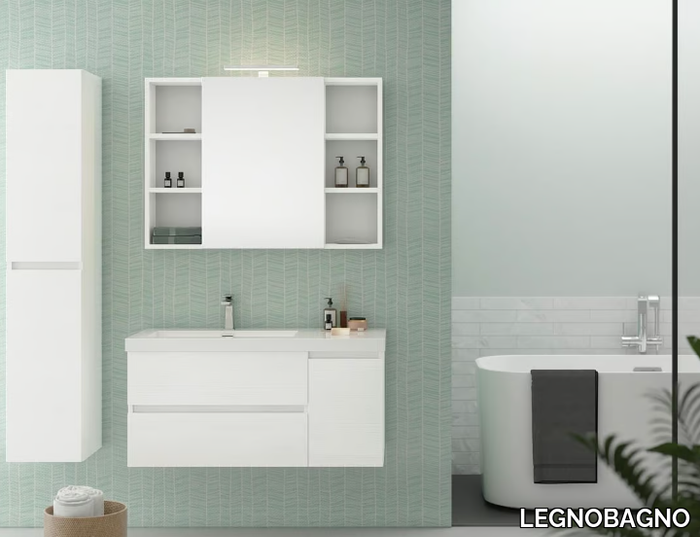 LINE 03 - Wall-mounted vanity unit with doors with drawers _ LEGNOBAGNO