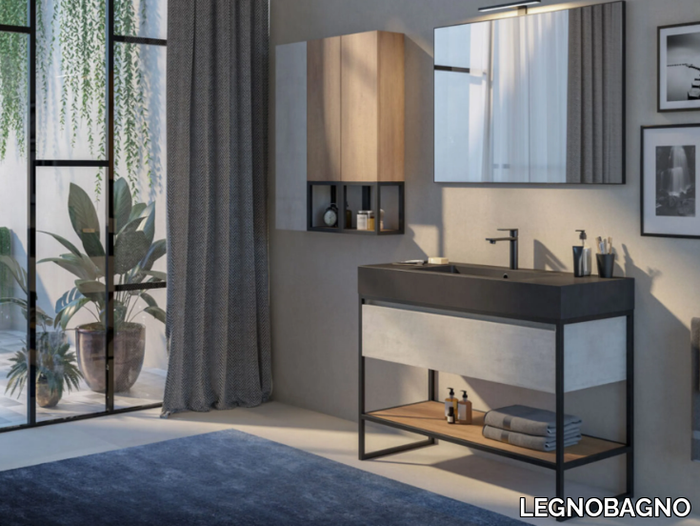 URBAN STRUTTURA 05 - Floor-standing oak vanity unit with drawers _ LEGNOBAGNO