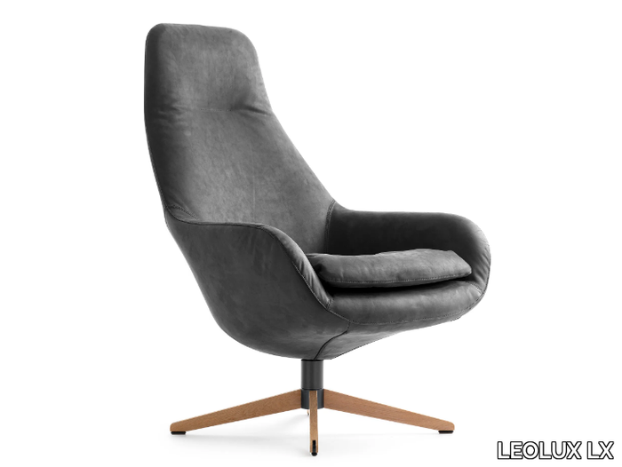 LX389 - Swivel leather armchair _ LEOLUX LX