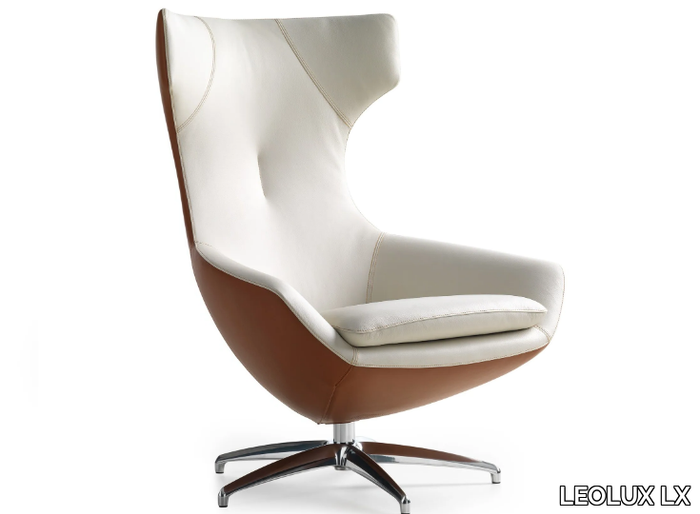 LX662 - Wing swivel leather armchair _ LEOLUX LX