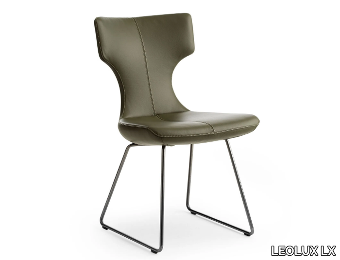 LX663 - Sled base upholstered leather chair _ LEOLUX LX