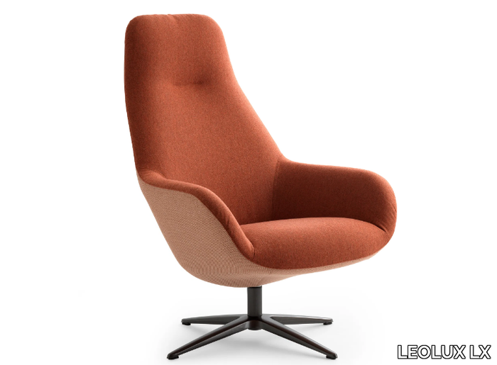 LXR03 - Swivel fabric armchair with 4-spoke base high-back _ LEOLUX LX