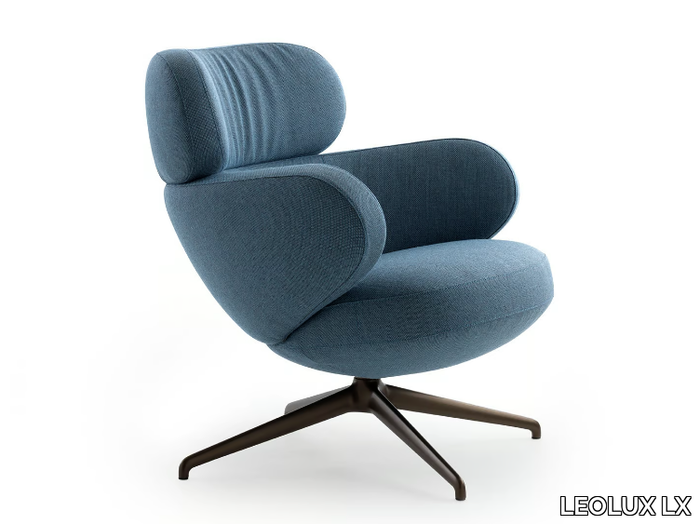 LXR09 - Swivel fabric armchair with armrests with 4-spoke base _ LEOLUX LX