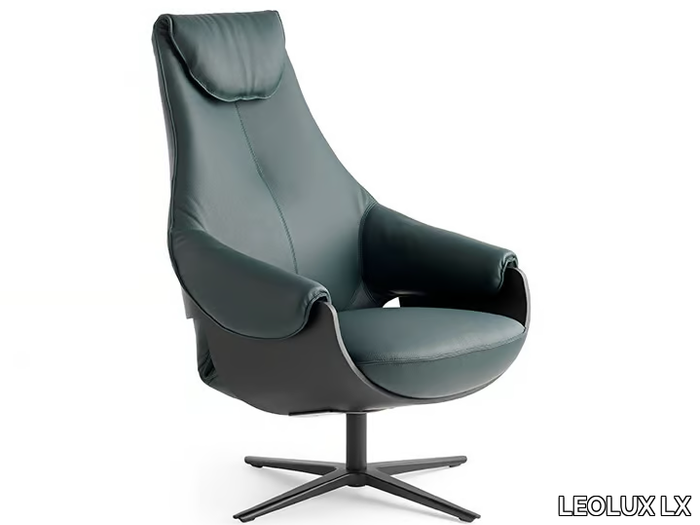 LXR10 - Armchair with headrest with 4-spoke base _ LEOLUX LX