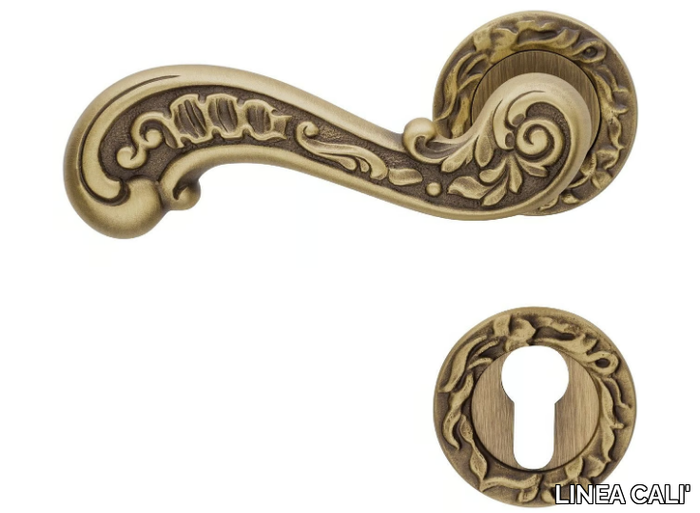 BAROCCO - Baroque brass door handle with lock _ LINEA CALI'