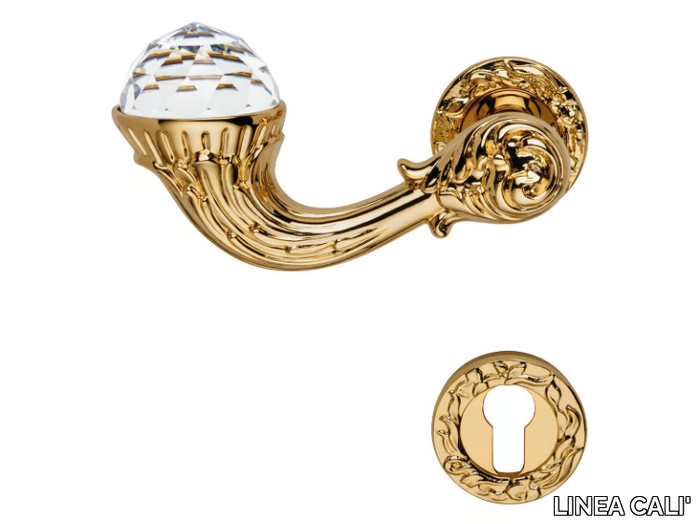 BRILLIANT CRYSTAL - Louis XIV brass door handle with Swarovski® Crystals with lock _ LINEA CALI'